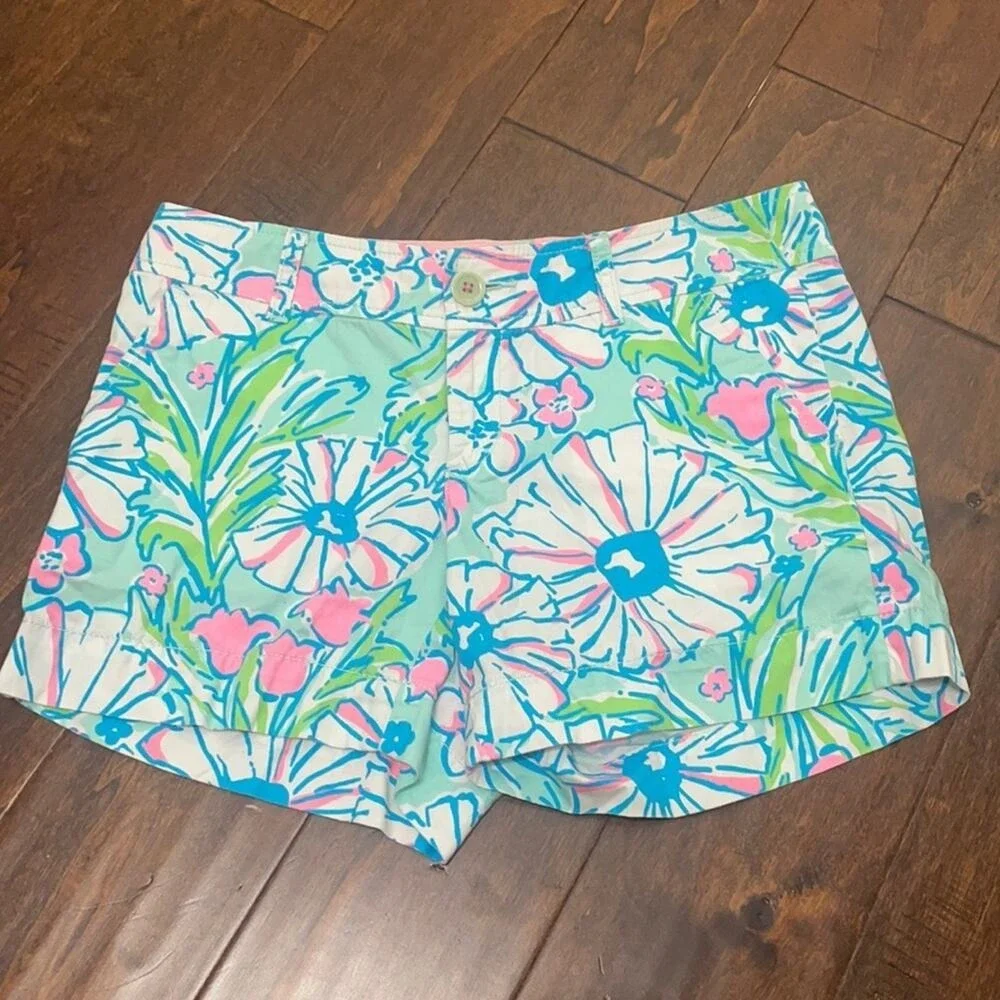 Lilly Pulitzer Callahan Shorts Size 2 Floral Cotton Resort Preppy Summer